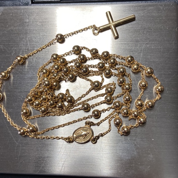 14k yellow gold rosary necklace - Picture 6 of 8